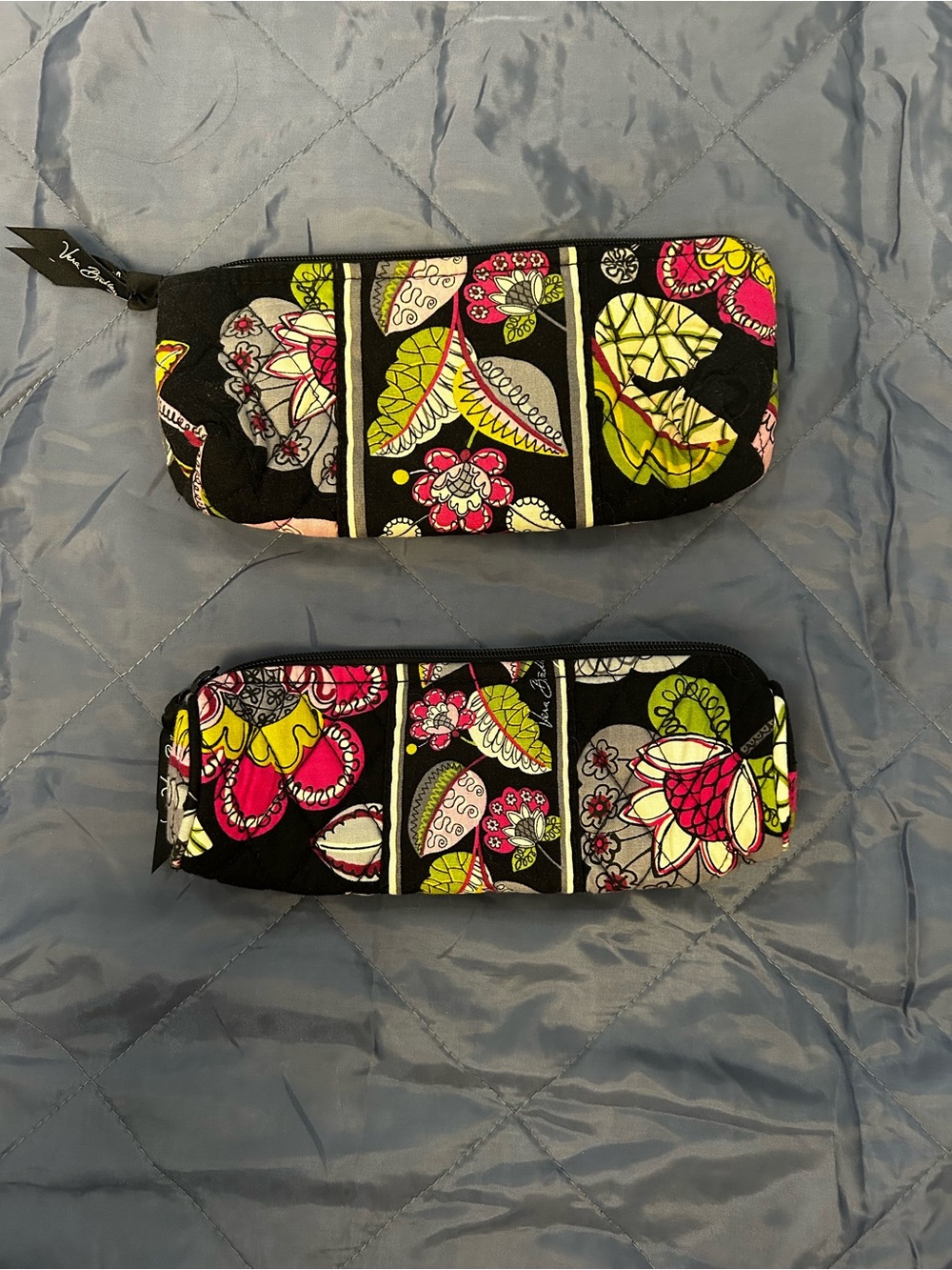 Vera Bradley Black Floral Quilted Cosmetic Pouch Set